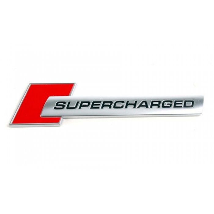Supercharged Badge Emblem Chrome/Red